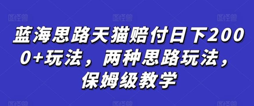 蓝海思路天猫赔付日下2000+玩法，两种思路玩法，保姆级教学【仅揭秘】-轻创网