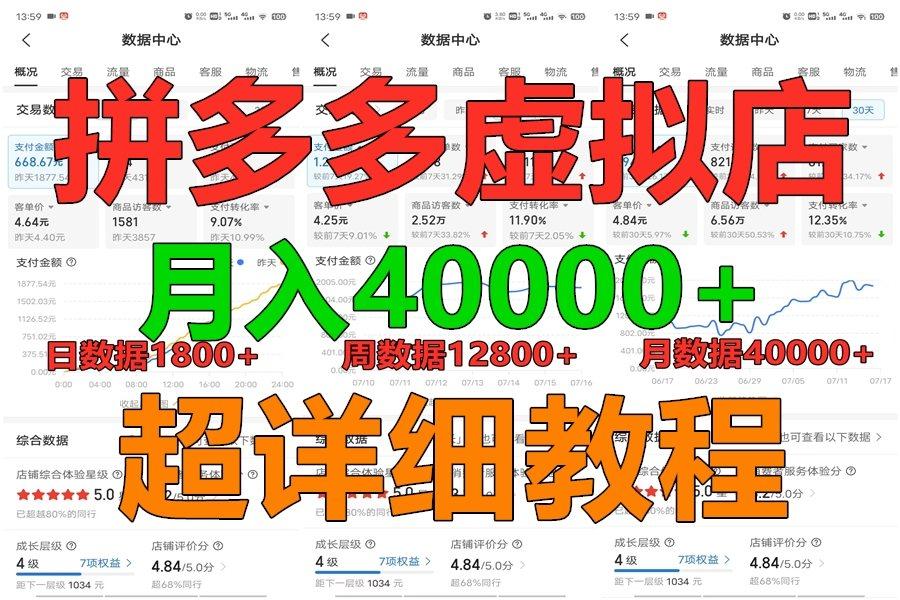 拼多多虚拟电商训练营月入40000+，全网最详细，你做你也行，暴利稳定长久-轻创网