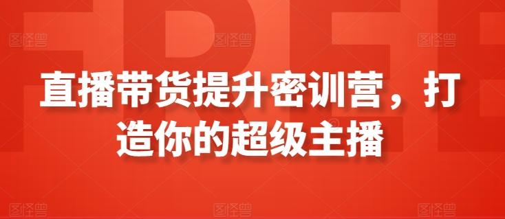 直播带货提升密训营，打造你的超级主播-轻创网