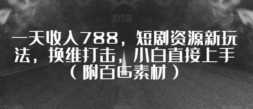 一天收入788，短剧资源新玩法，换维打击，小白直接上手（附百G素材）【揭秘】-轻创网