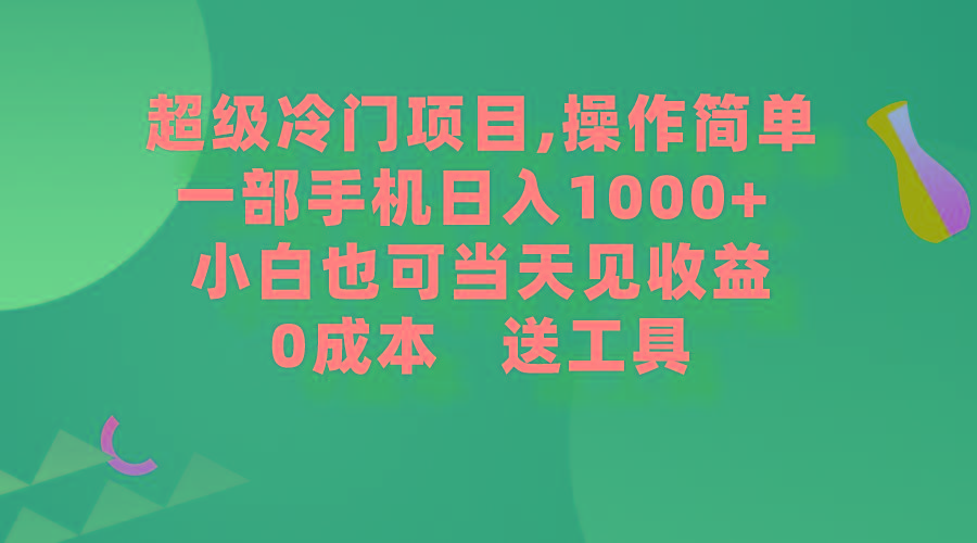 (9291期)超级冷门项目,操作简单，一部手机轻松日入1000+，小白也可当天看见收益-轻创网