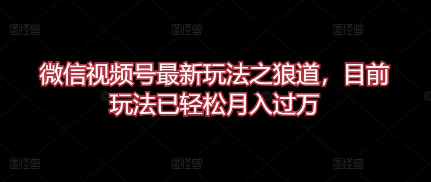微信视频号最新玩法之狼道，目前玩法已轻松月入过万【揭秘】-轻创网