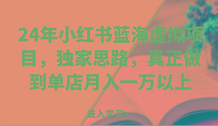 24年小红书蓝海虚拟项目，独家思路，真正做到单店月入一万以上。-轻创网