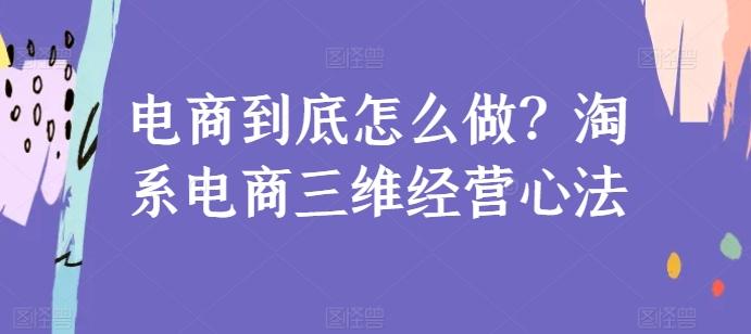 电商到底怎么做？淘系电商三维经营心法-轻创网