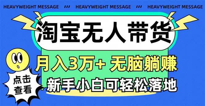 淘宝无人带货3.0高收益玩法，月入3万+，无脑躺赚，新手小白可落地实操-轻创网