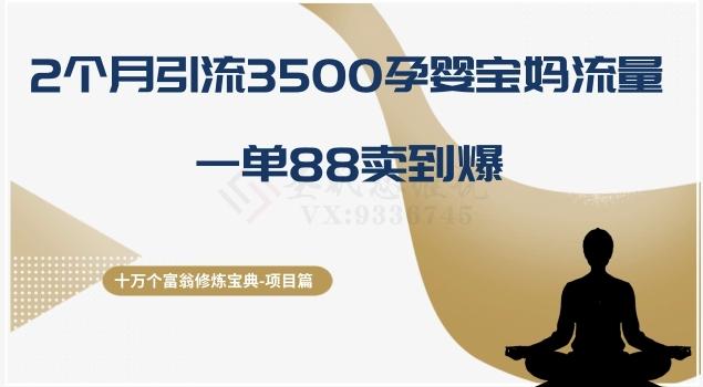 十万个富翁修炼宝典之13.2个月引流3500孕婴宝妈流量，一单88卖到爆-轻创网