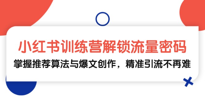 小红书训练营解锁流量密码，掌握推荐算法与爆文创作，精准引流不再难-轻创网