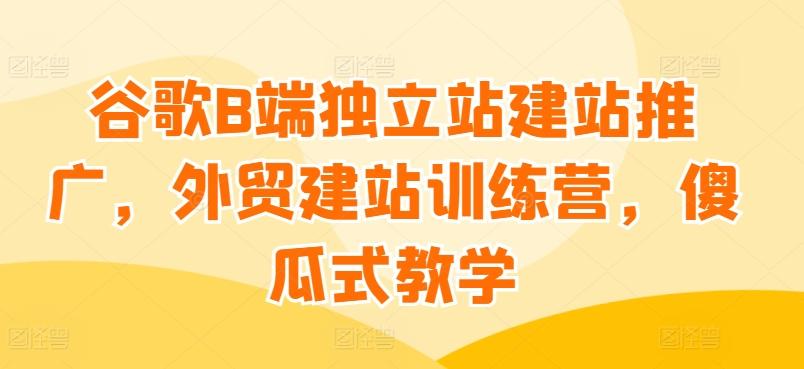 谷歌B端独立站建站推广，外贸建站训练营，傻瓜式教学-轻创网