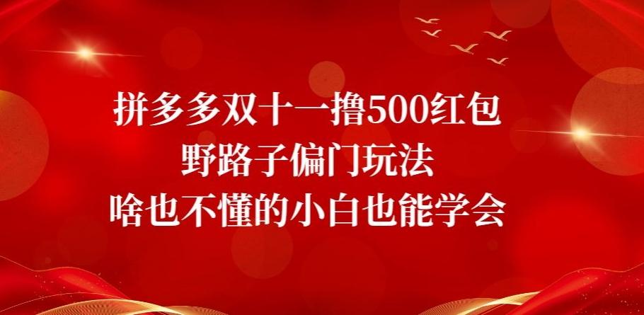 拼多多双十一撸500红包野路子偏门玩法，啥也不懂的小白也能学会【揭秘】-轻创网